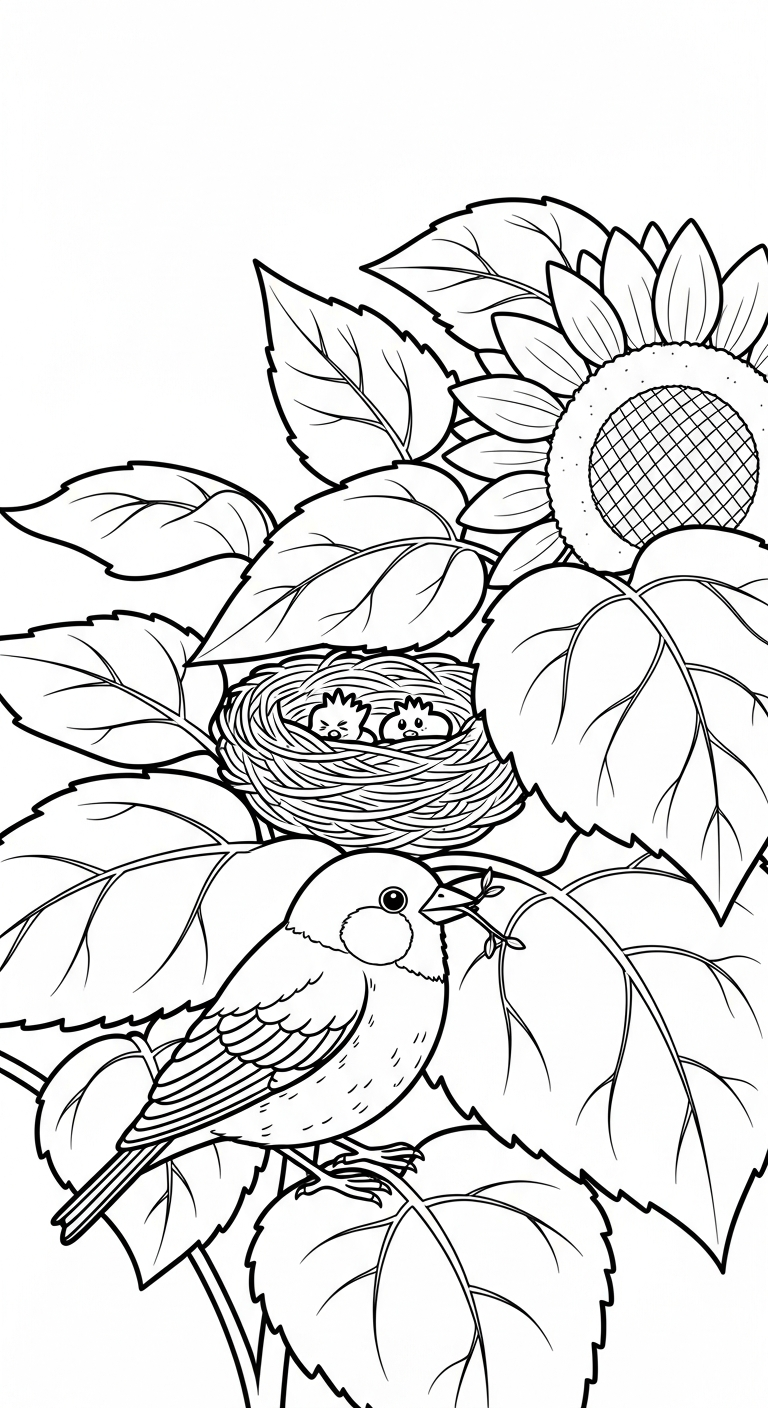 in hình tô màu hoa hướng dương cho bé 7 tuổi