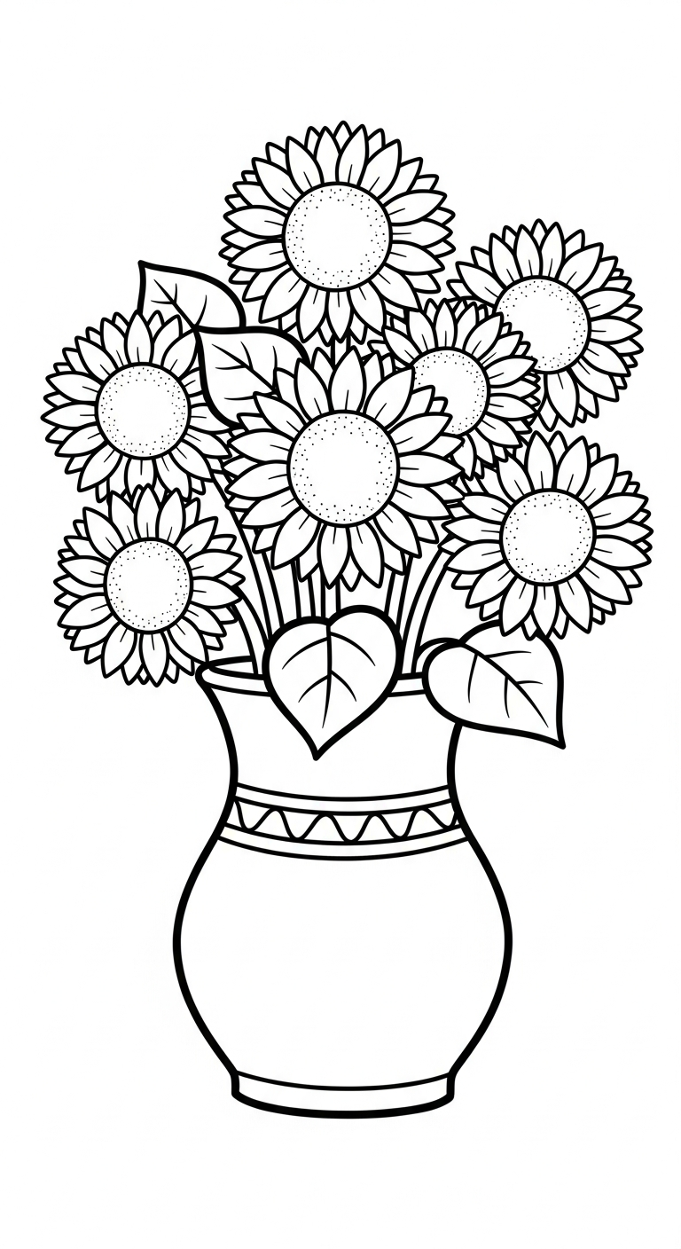 file hình tô màu hoa hướng dương cho bé 4-5 tuổi