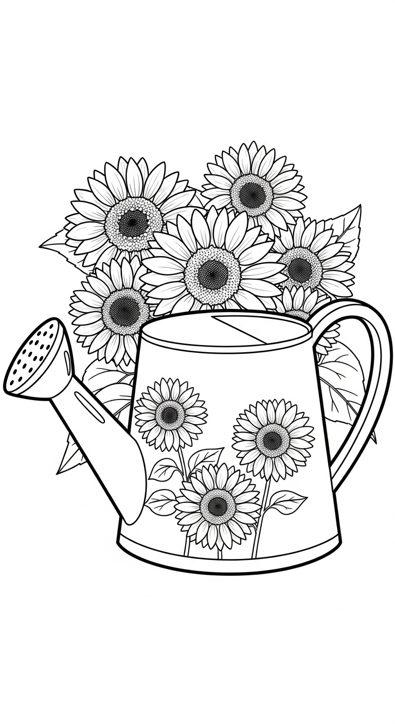 hình tô màu hoa hướng dương cho bé đơn giản