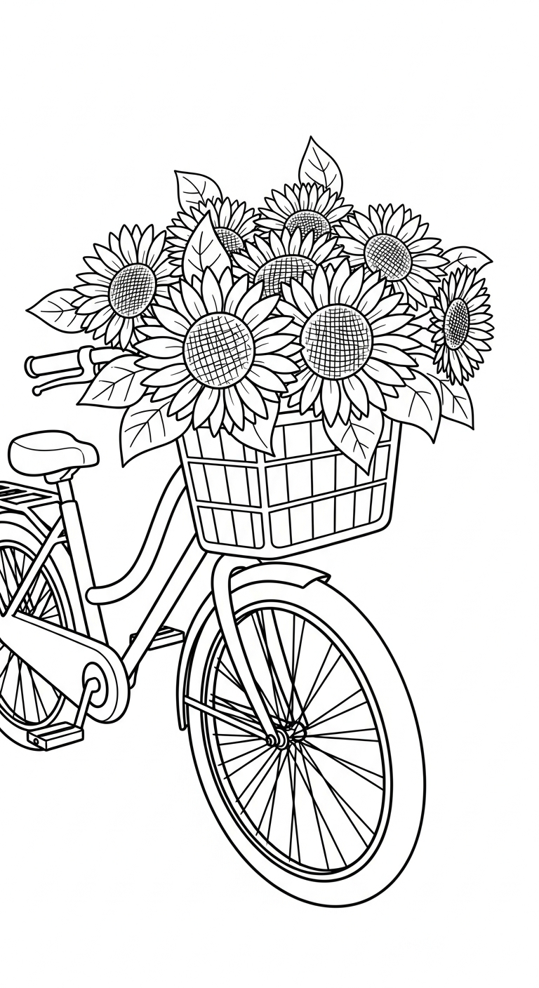 in hình tô màu hoa hướng dương cho bé 7 tuổi 1
