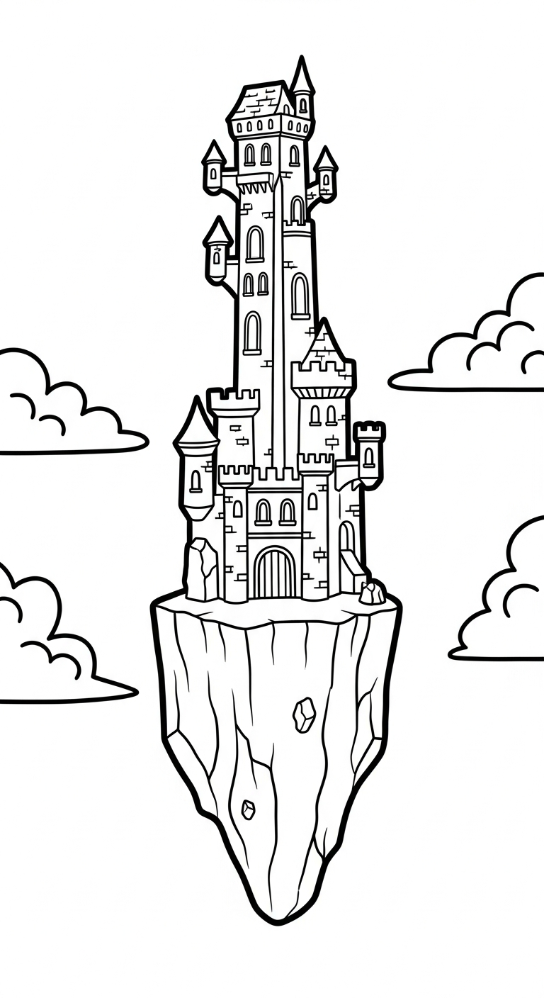 in hình tô màu lâu đài cho bé 6 tuổi