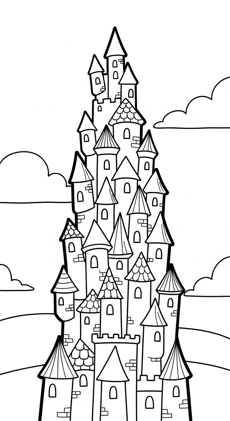 tranh tô màu lâu đài cho bé 4 tuổi miễn phí