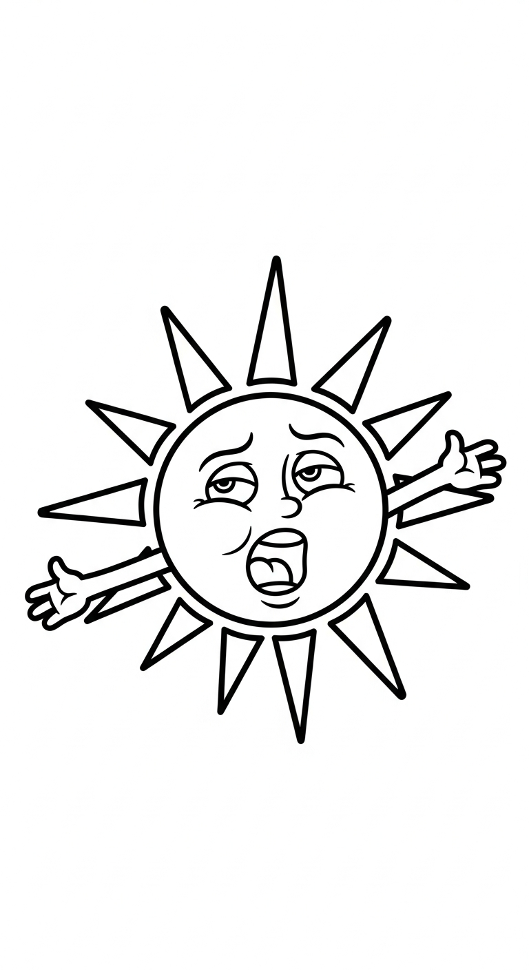 in hình tô màu mặt trời cho bé 6 tuổi