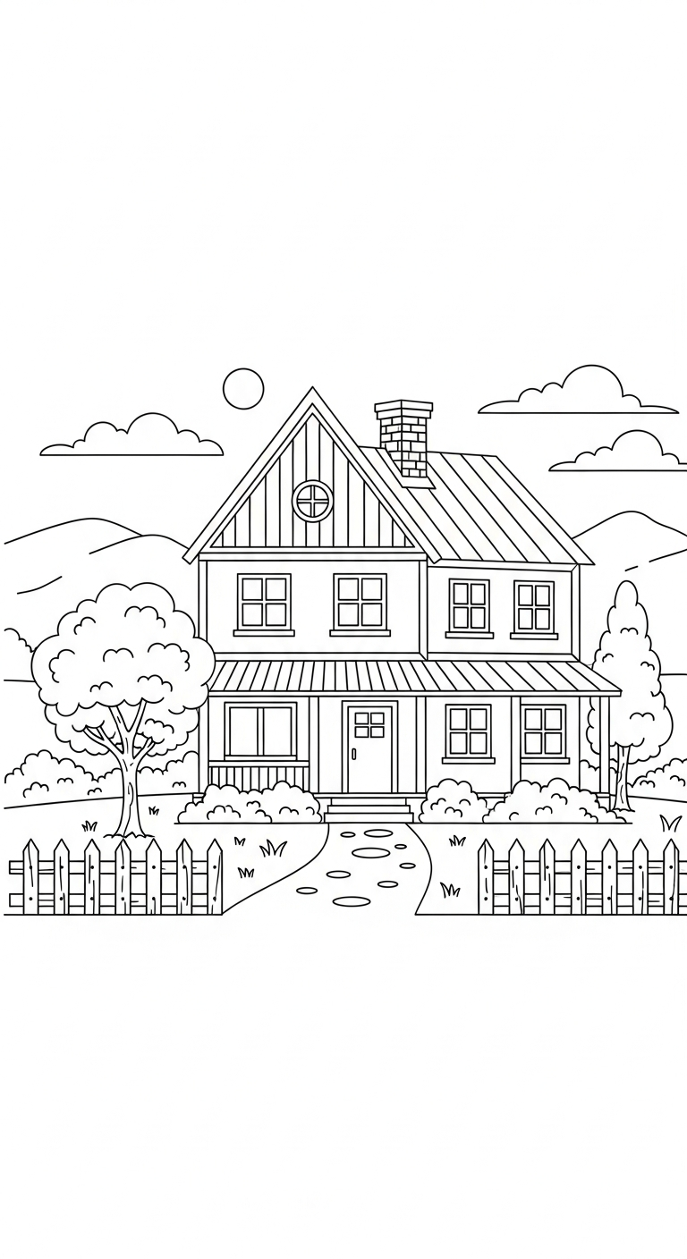 tải tranh tô màu ngôi nhà cho bé