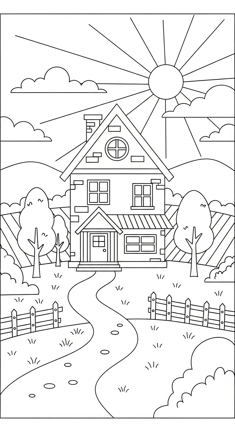 tranh tô màu ngôi nhà in ngay