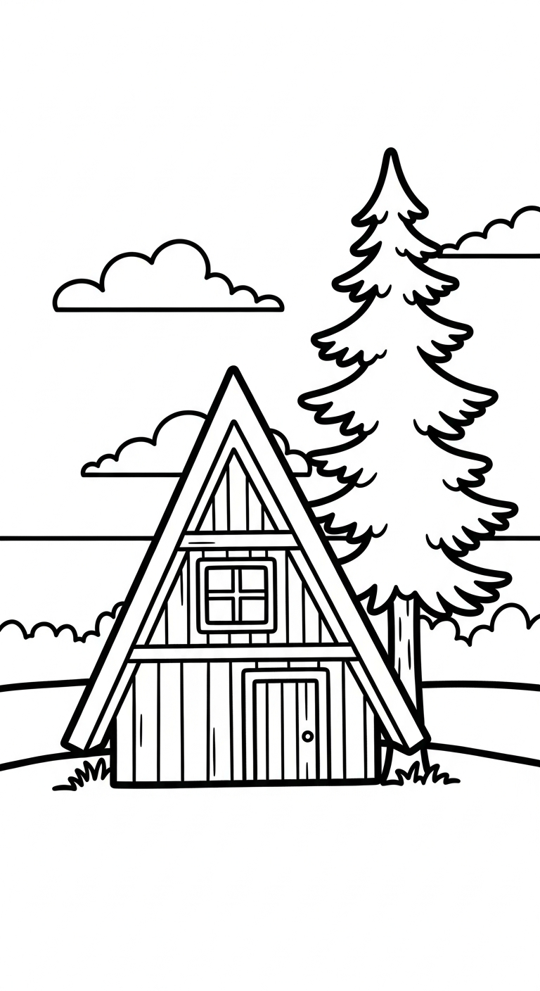 file hình tô màu ngôi nhà cho bé 4-5 tuổi