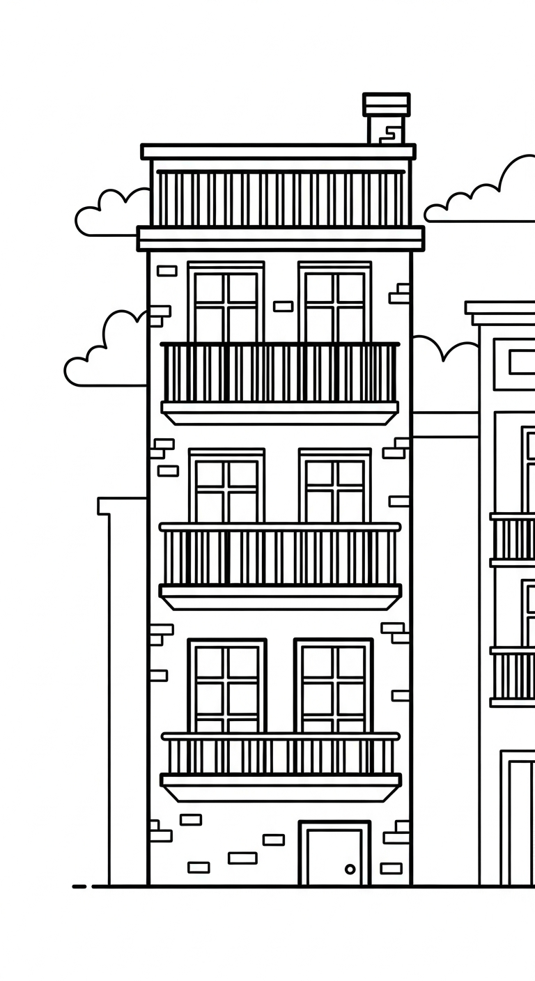 in tranh tô màu ngôi nhà cho bé 5 tuổi