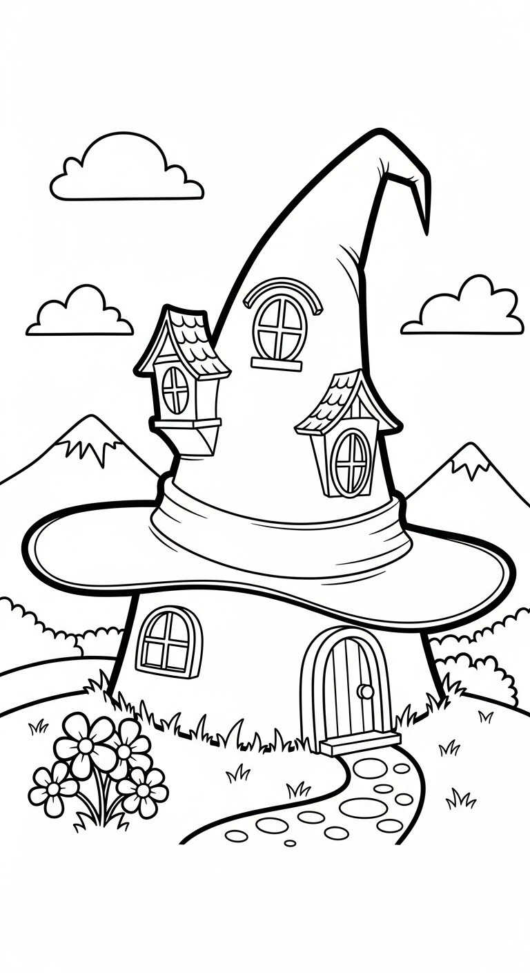 hình tô màu ngôi nhà cho bé 7-8 tuổi