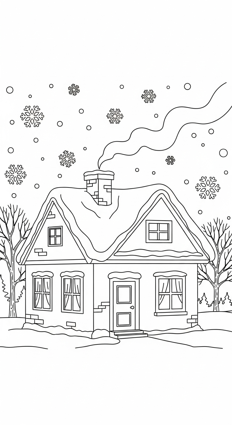 hình tô màu ngôi nhà cho bé 3 tuổi