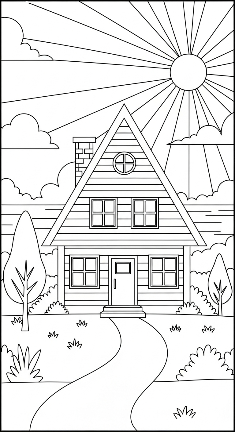 tải hình tô màu ngôi nhà cho bé 3 tuổi 1