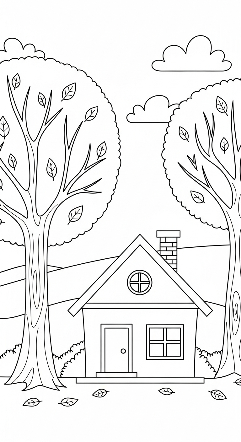 hình tô màu ngôi nhà cho bé 5 tuổi miễn phí