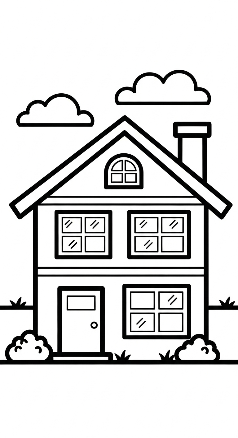 in tranh tô màu ngôi nhà