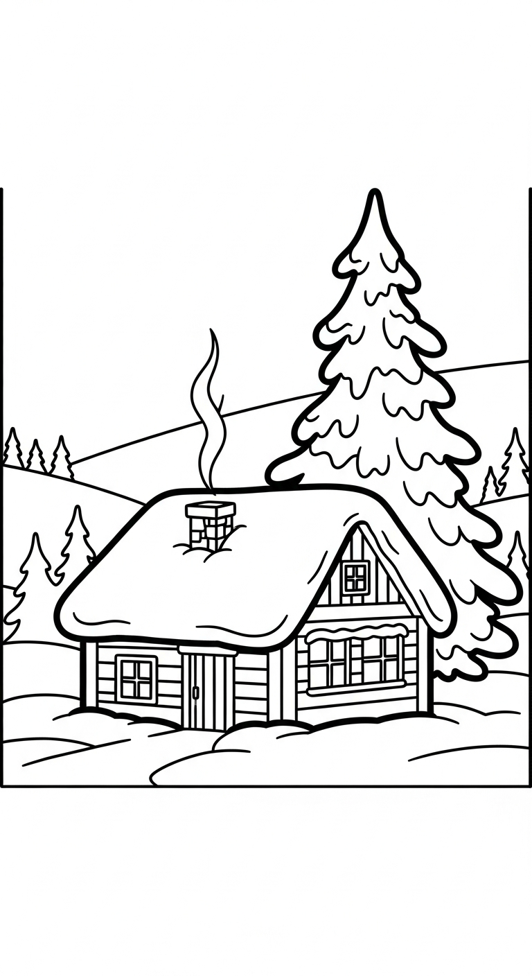 in tranh tô màu ngôi nhà cho bé 3 tuổi