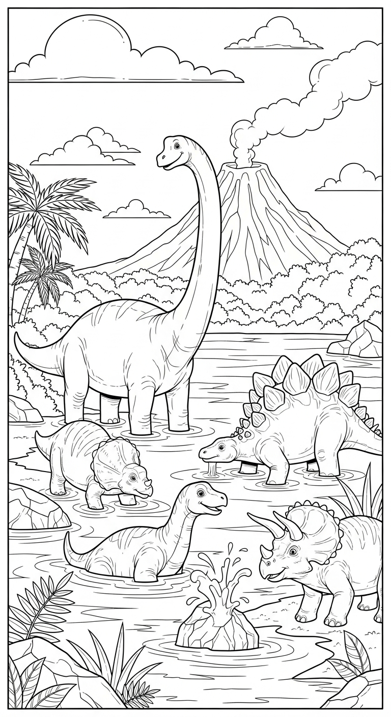 download tranh tô màu núi lửa cho bé