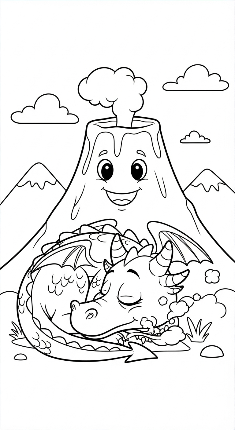 in hình núi lửa cho bé tập tô