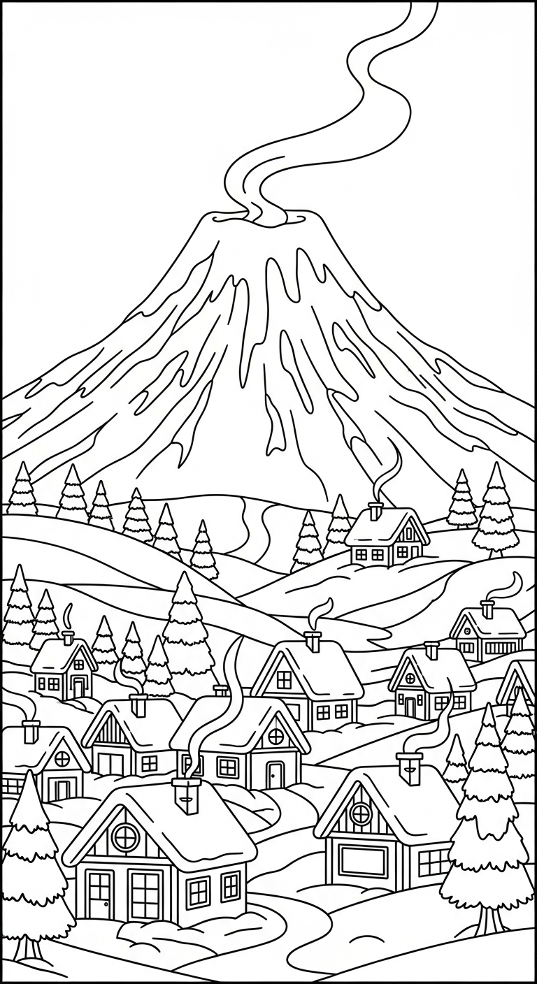 tải tranh tô màu núi lửa 1