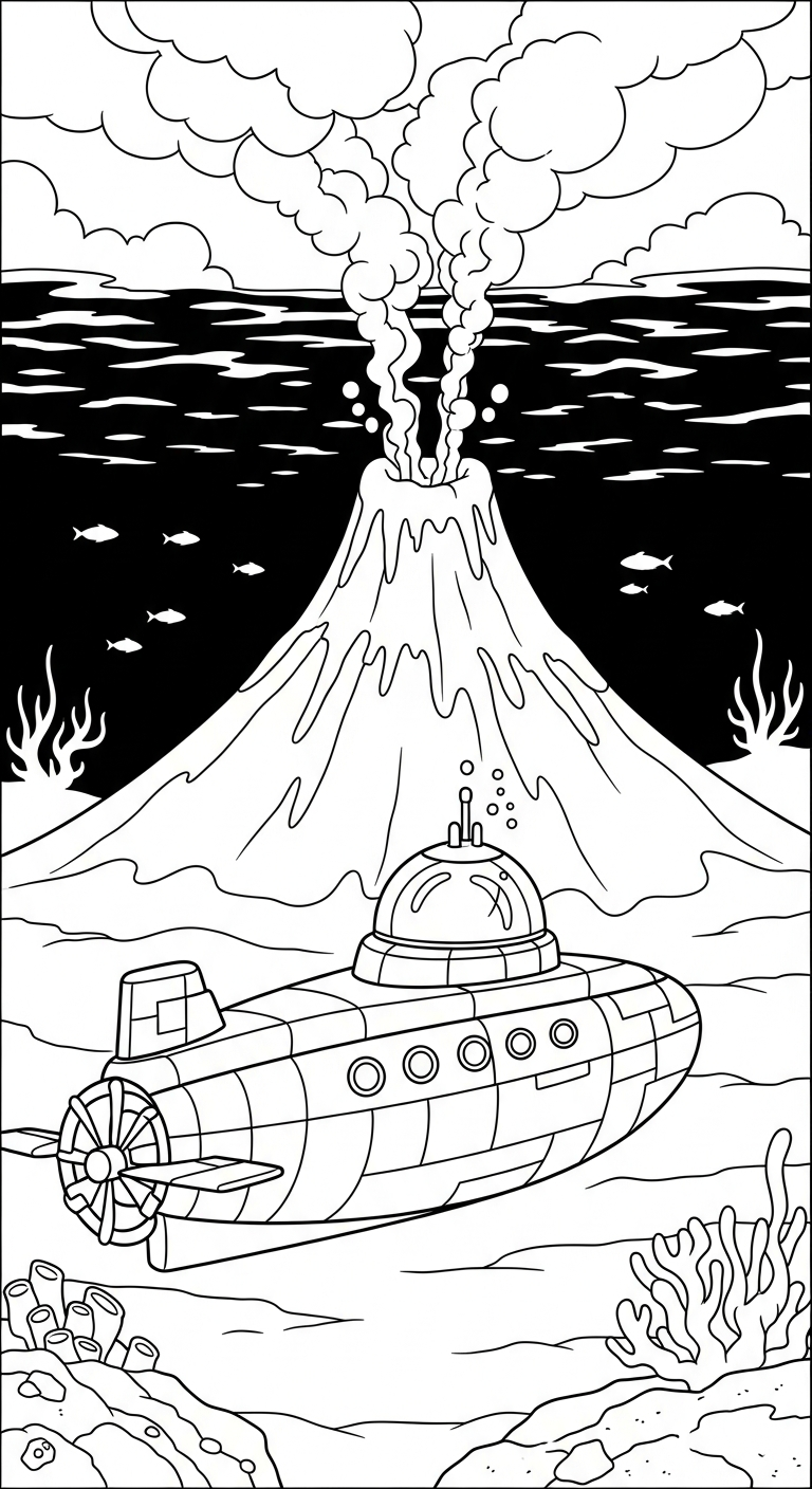tải hình tô màu núi lửa miễn phí