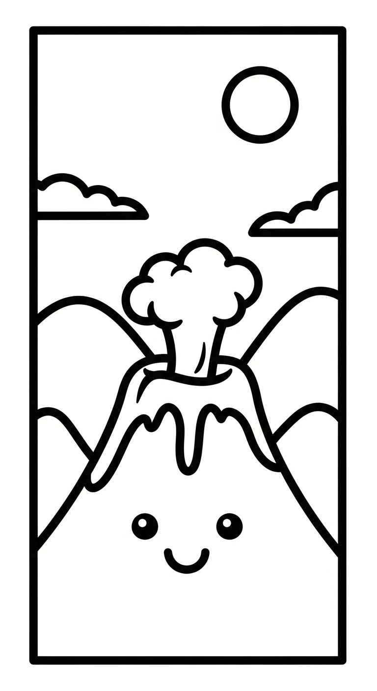 tranh tô màu núi lửa cho bé