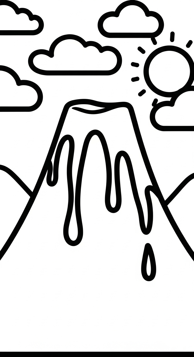 hình tô màu núi lửa cho bé 7 tuổi