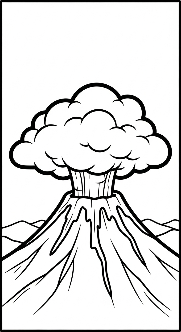 in tranh tô màu núi lửa khổ A4 1