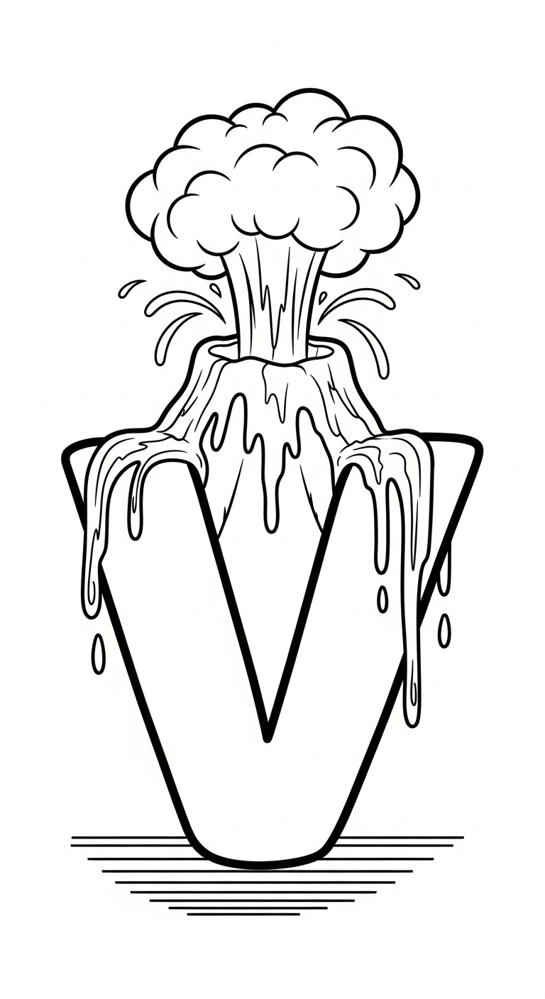 in hình núi lửa cho bé tập tô 1