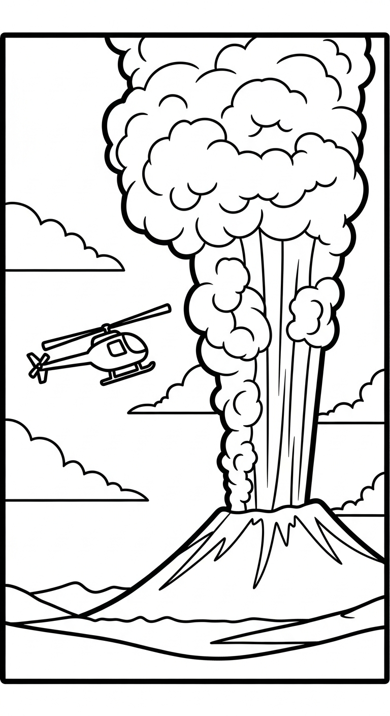 in tranh tô màu núi lửa cho bé 8 tuổi 1