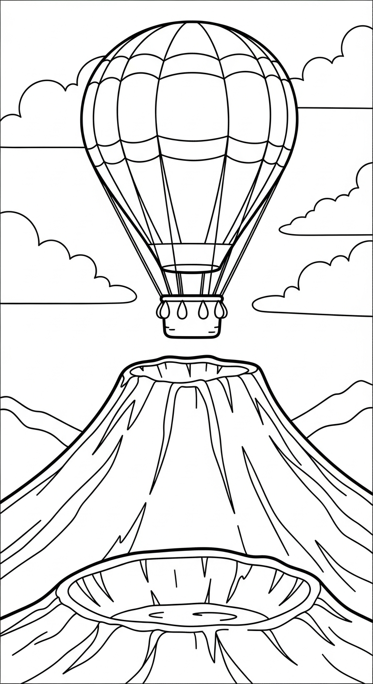 tải tranh tô màu núi lửa cho bé 3 tuổi