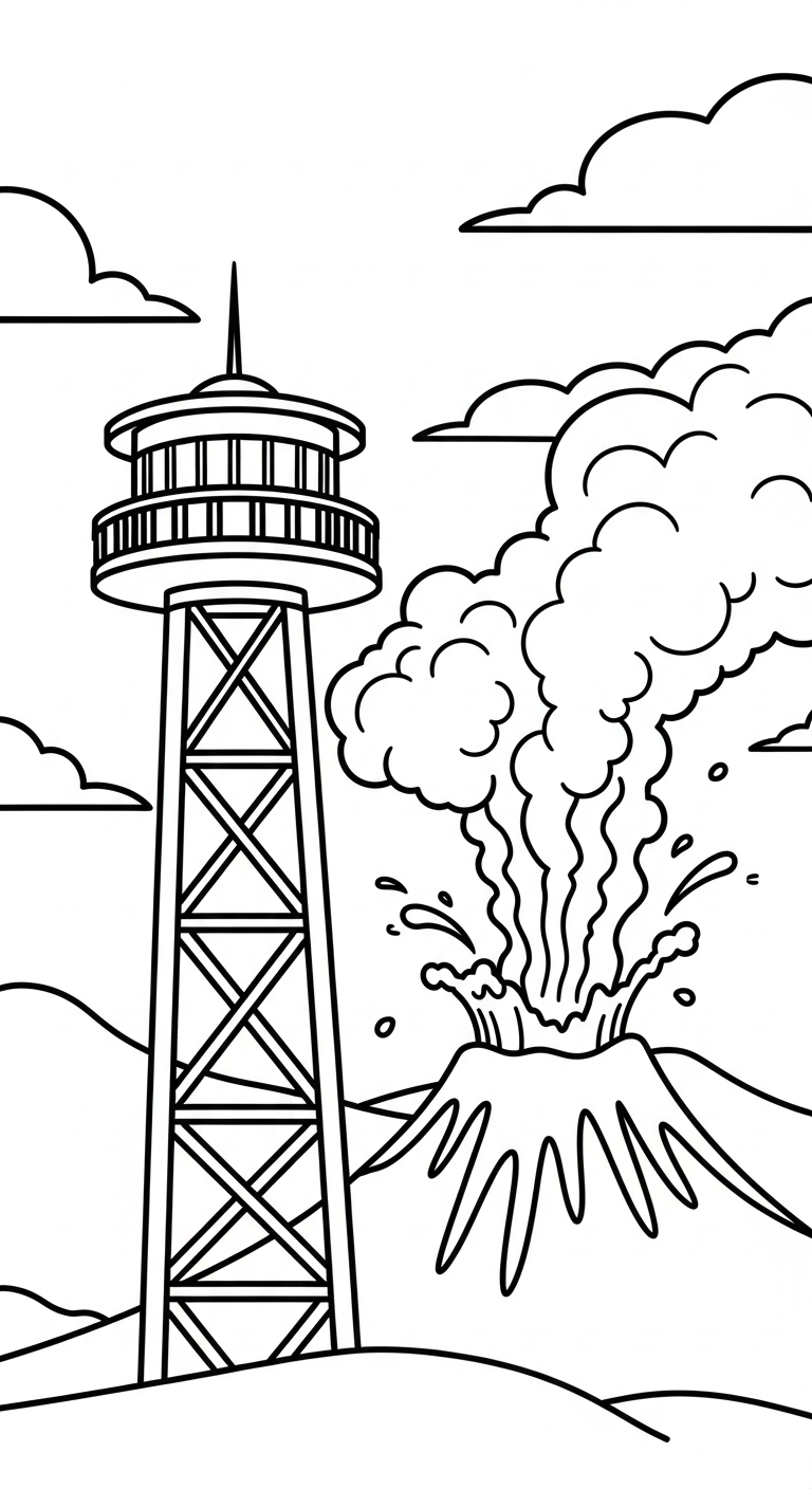 mẫu in tranh tô màu núi lửa cho bé