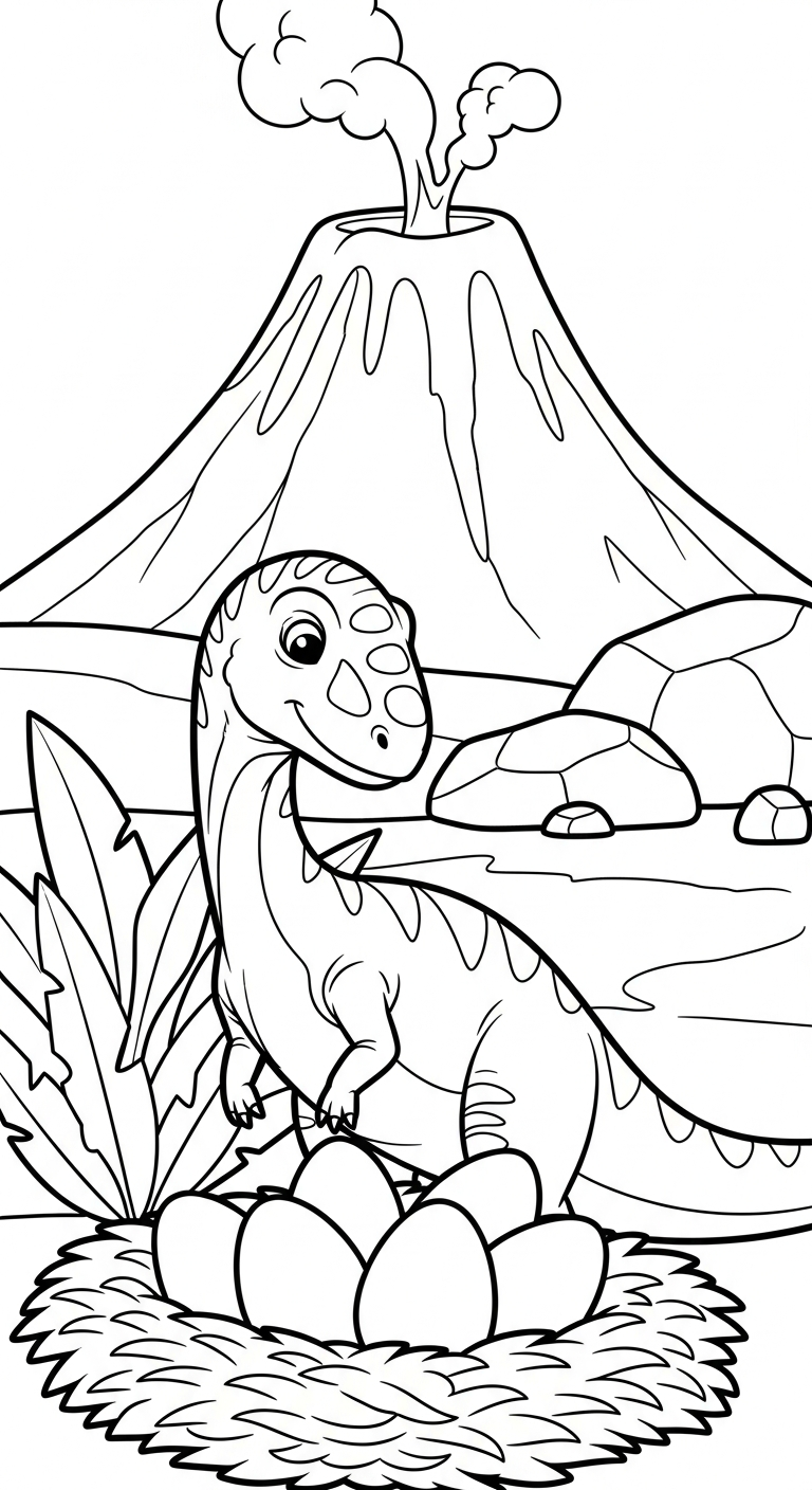 hình tô màu núi lửa cho trẻ em