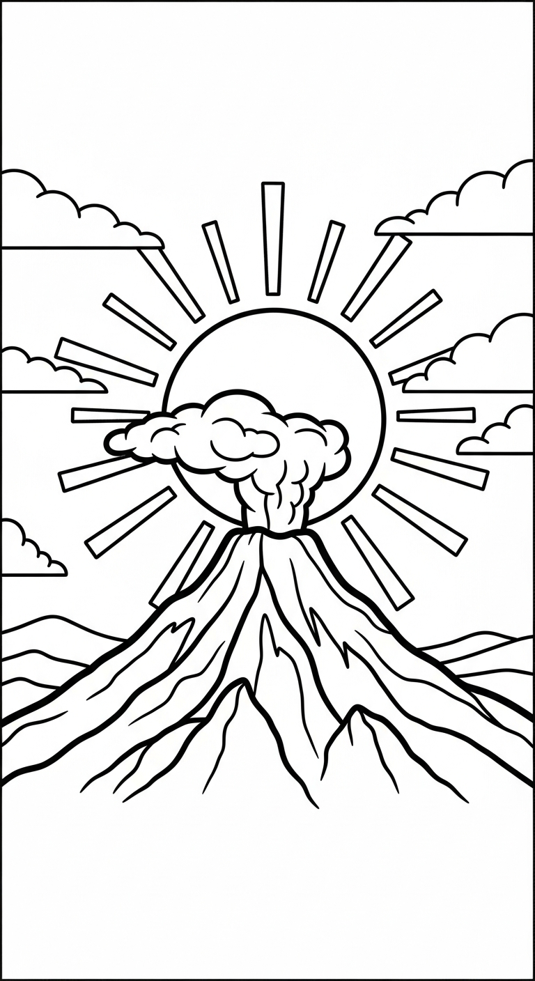 hình tô màu núi lửa cho bé 5 tuổi miễn phí 1