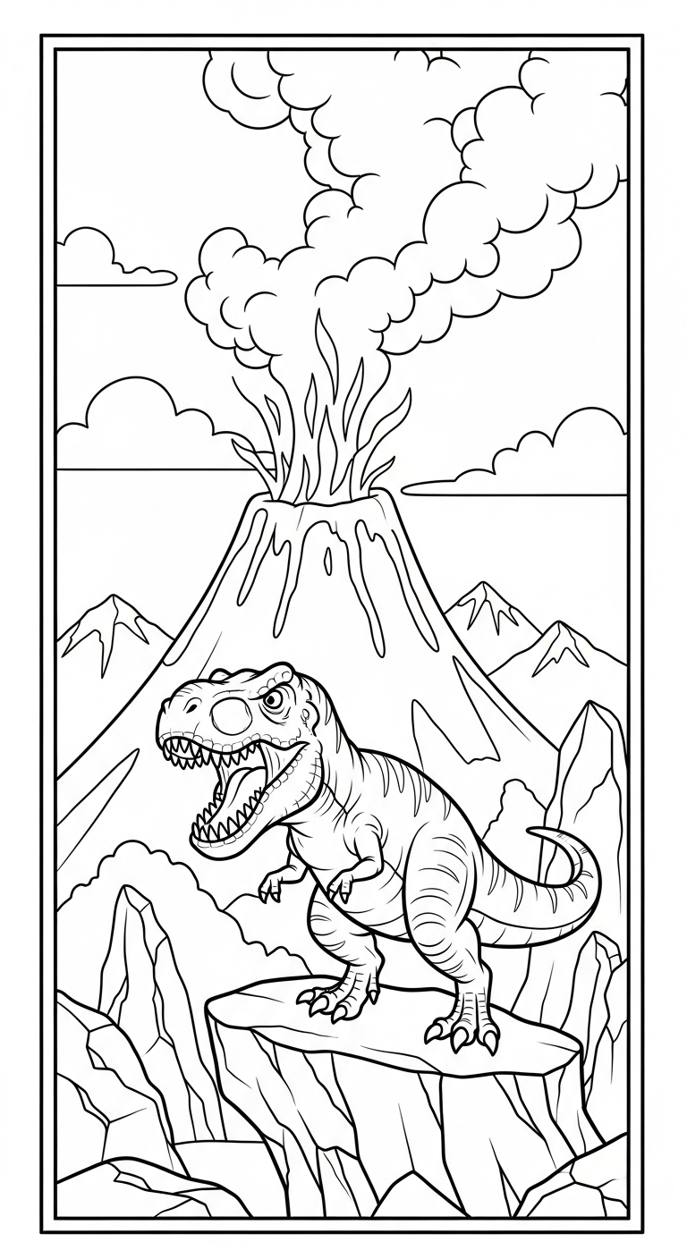 hình tô màu núi lửa cho bé tải miễn phí