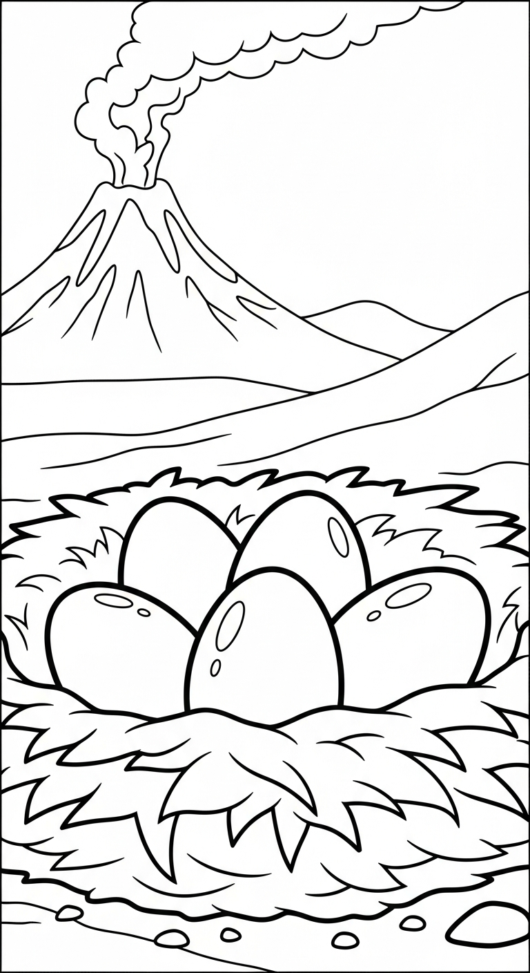 hình tô màu núi lửa rõ nét 1