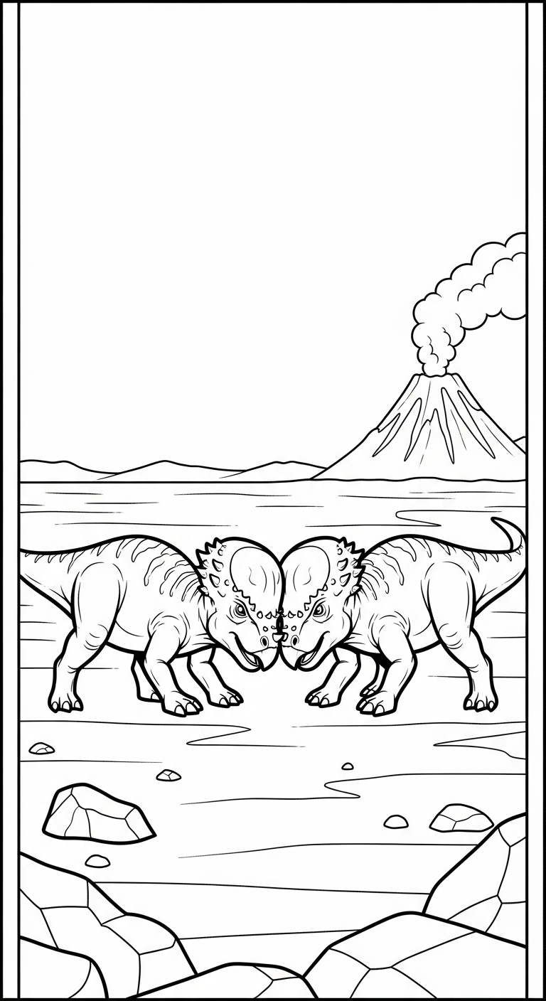 in hình tô màu núi lửa khổ A4