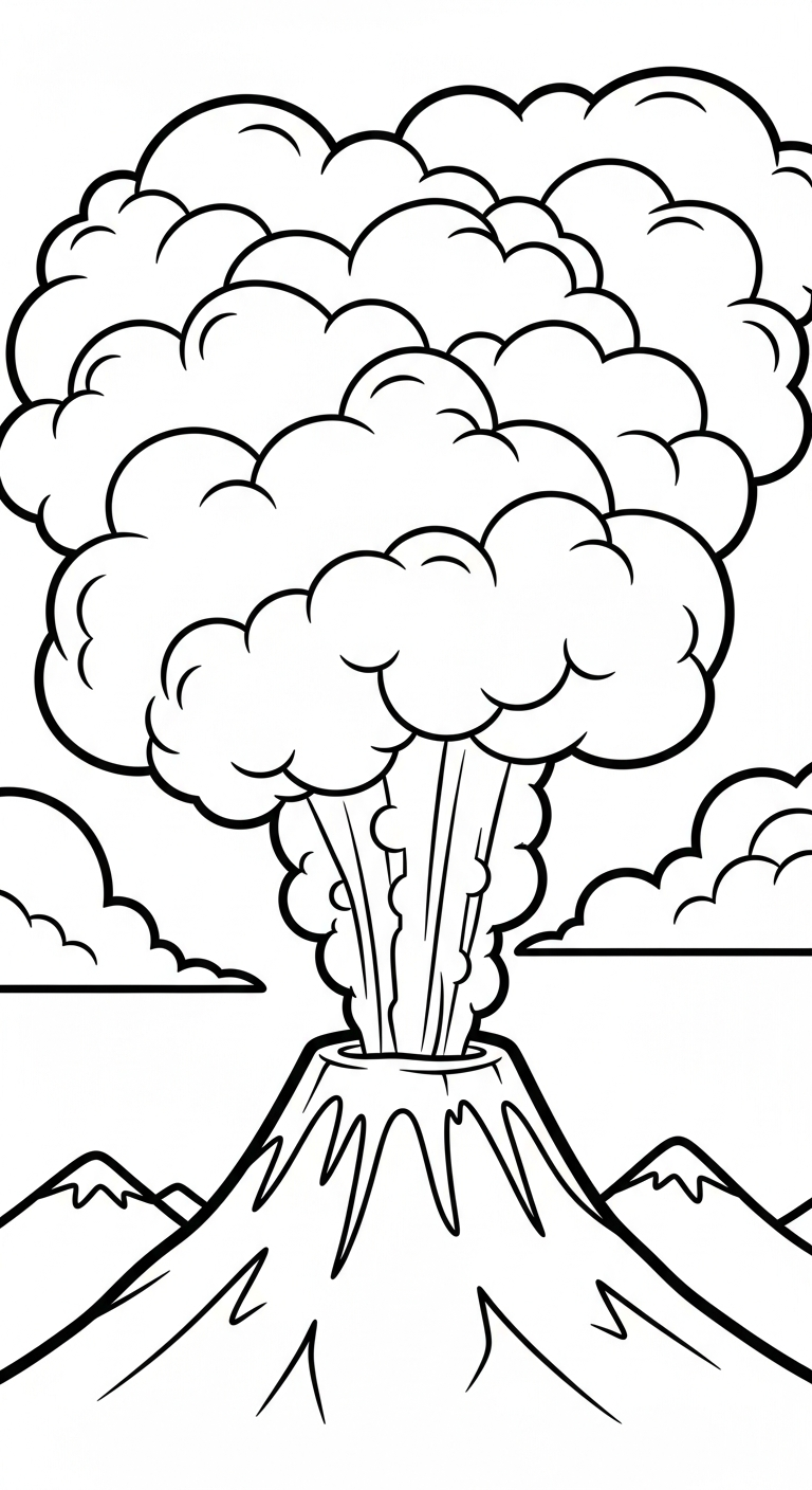 download hình tô màu núi lửa cho bé