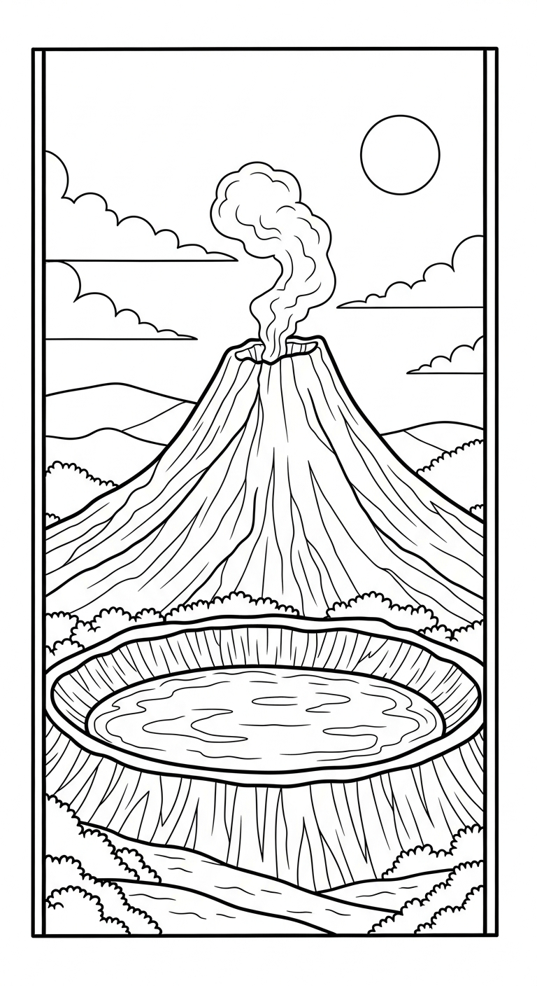 tải file tranh tô màu núi lửa
