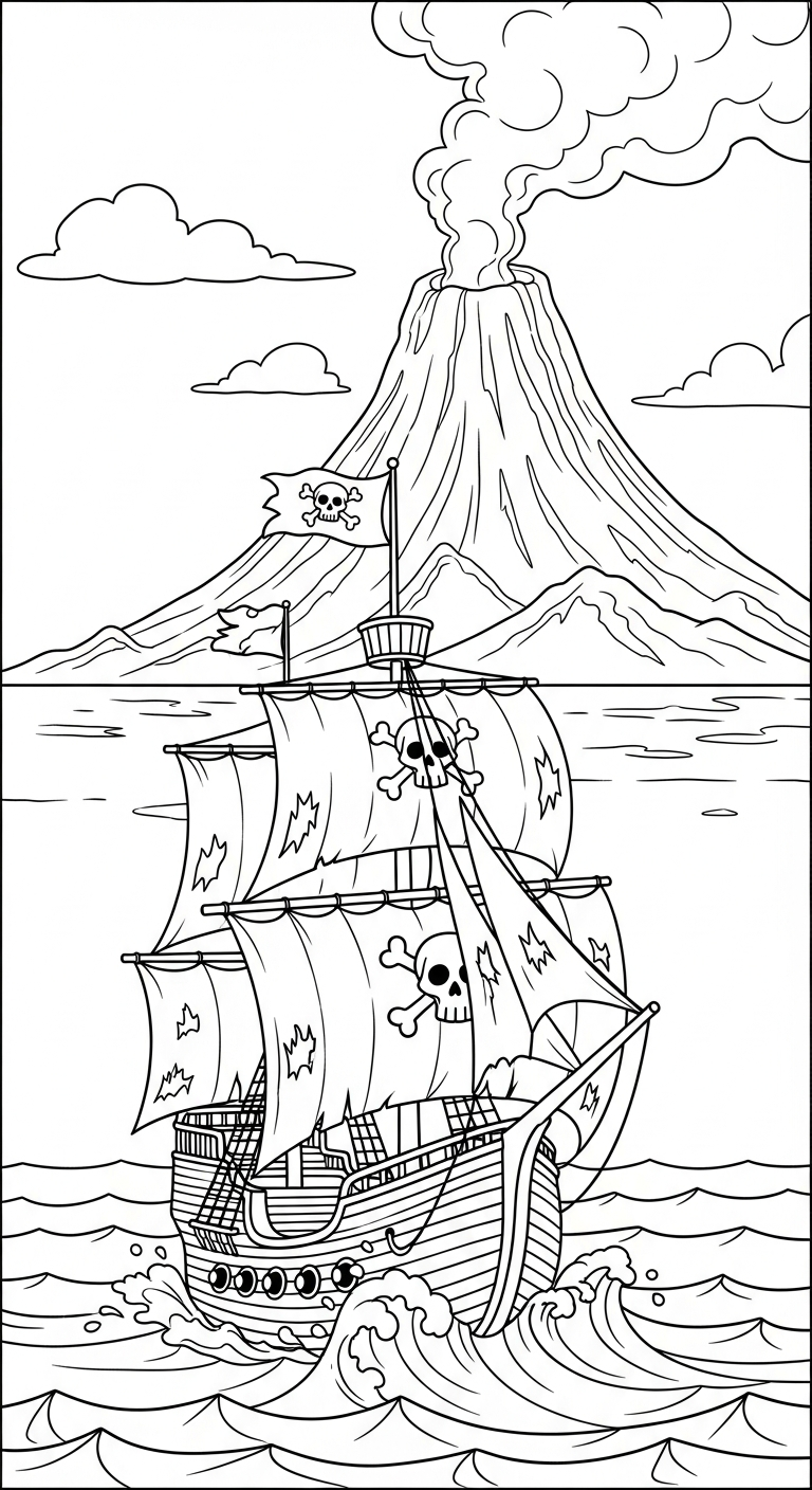 hình tô màu núi lửa cho bé 5 tuổi miễn phí