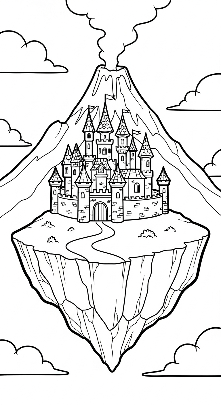 tải hình tô màu núi lửa cho bé 4 tuổi