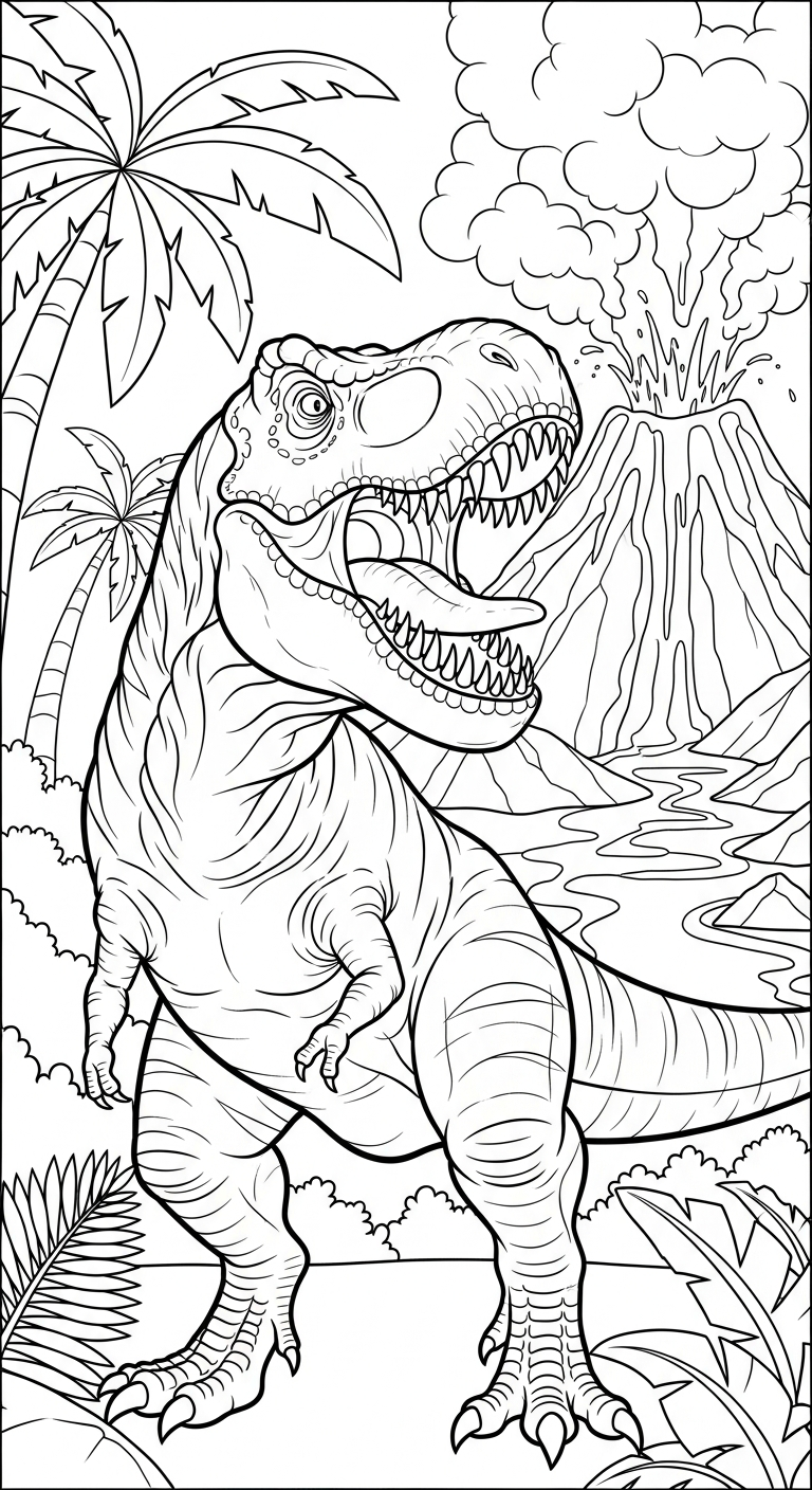 file hình tô màu núi lửa cho bé in