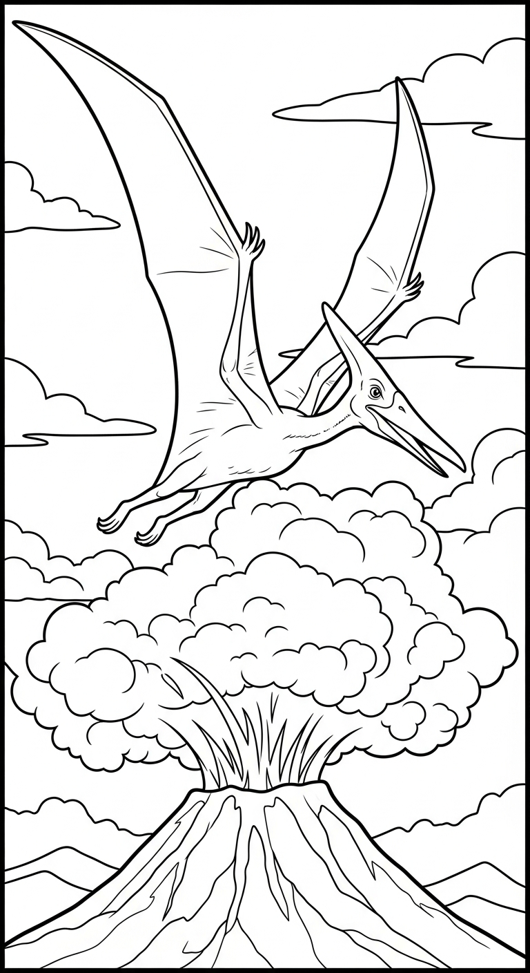 hình tô màu núi lửa cho bé 7 tuổi miễn phí