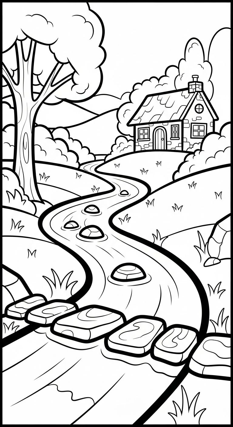 tải tranh tô màu phong cảnh cho bé 6 tuổi