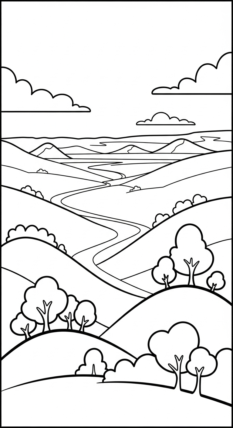 mẫu tranh tô màu phong cảnh cho bé