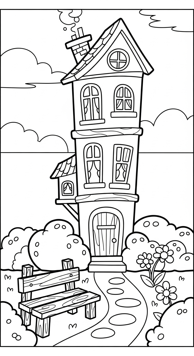 mẫu tranh tô màu phong cảnh cho bé 1