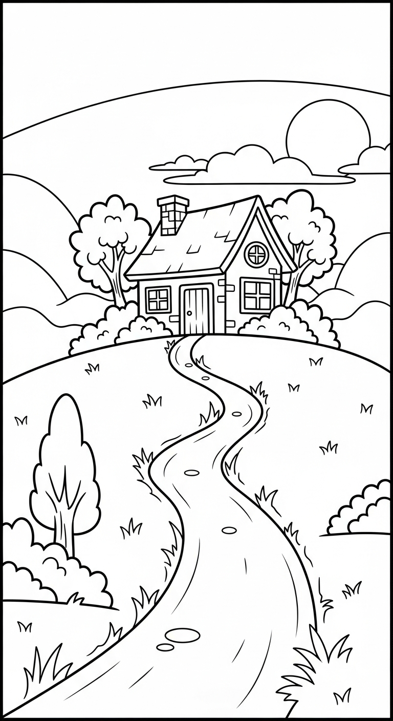 hình tô màu phong cảnh cho bé 8 tuổi 1