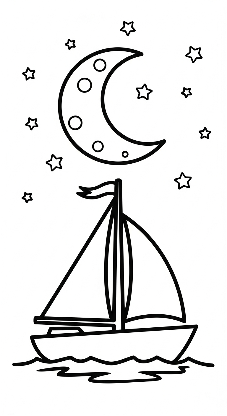 hình tô màu thuyền buồm rõ nét