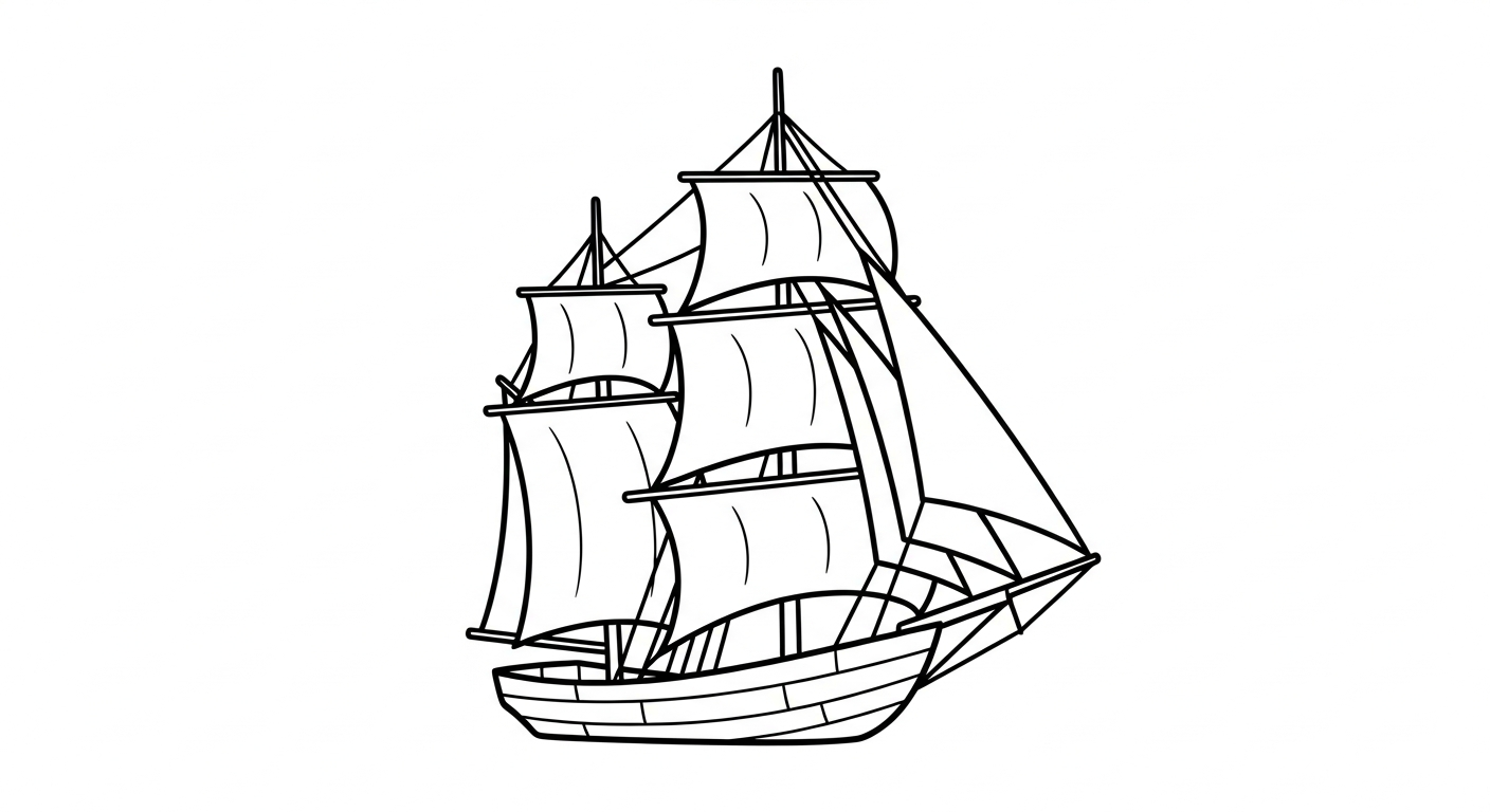 in hình tô màu thuyền buồm cho bé 7 tuổi