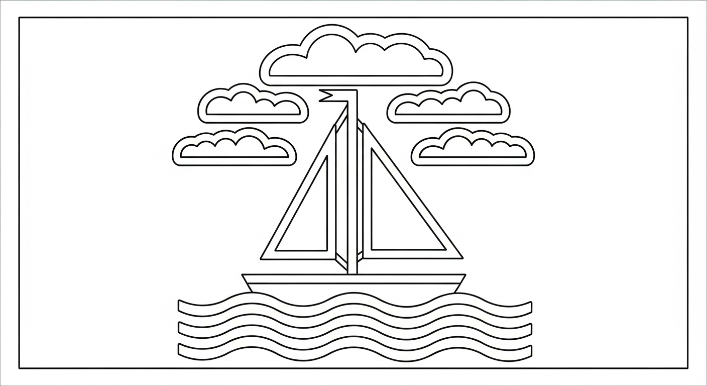 in hình tô màu thuyền buồm miễn phí