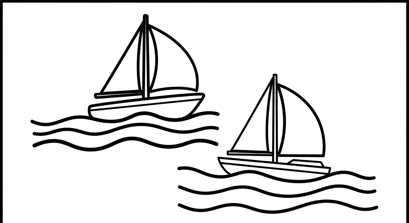 tranh tô màu thuyền buồm cho bé 4 tuổi