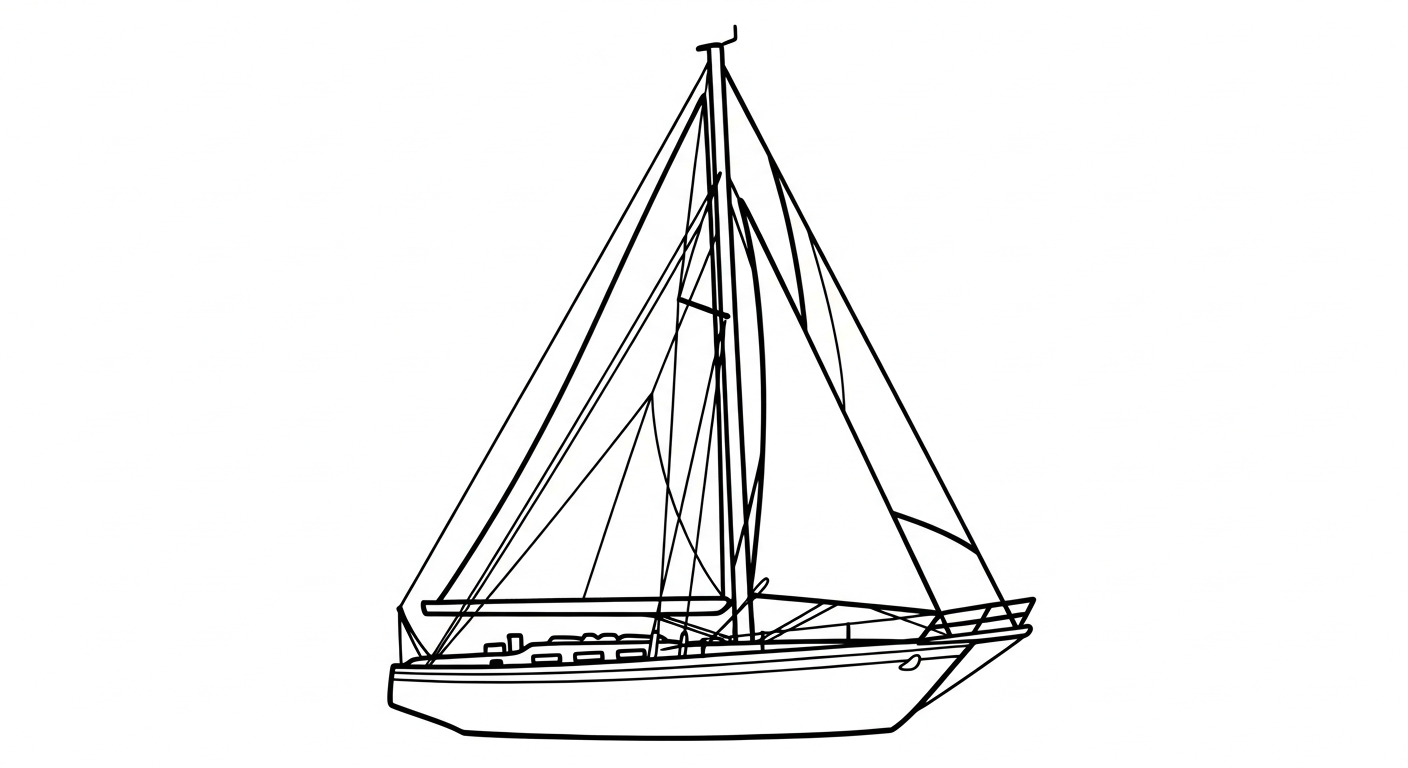 file hình tô màu thuyền buồm cho bé in