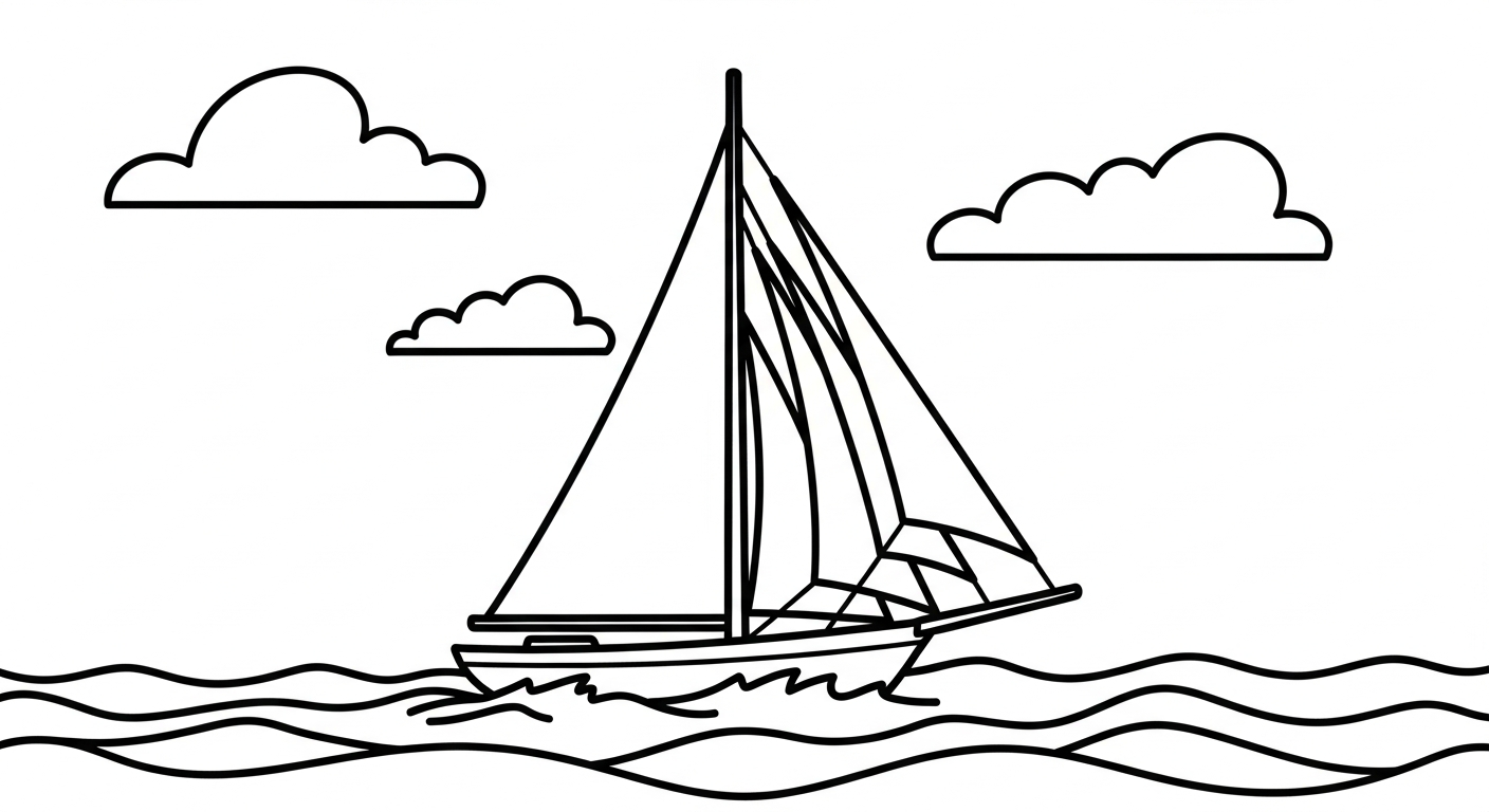 in tranh tô màu thuyền buồm cho bé 6 tuổi