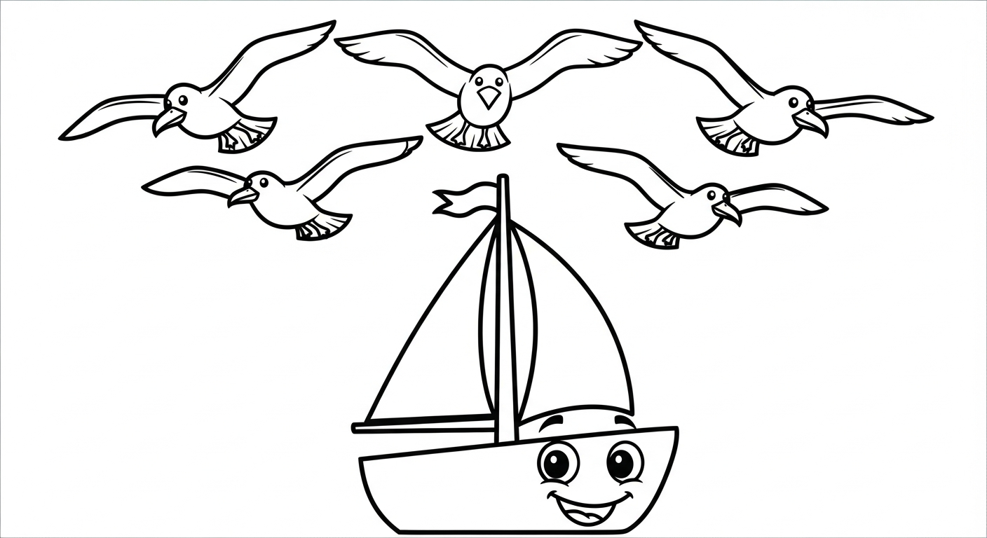 hình tô màu thuyền buồm miễn phí